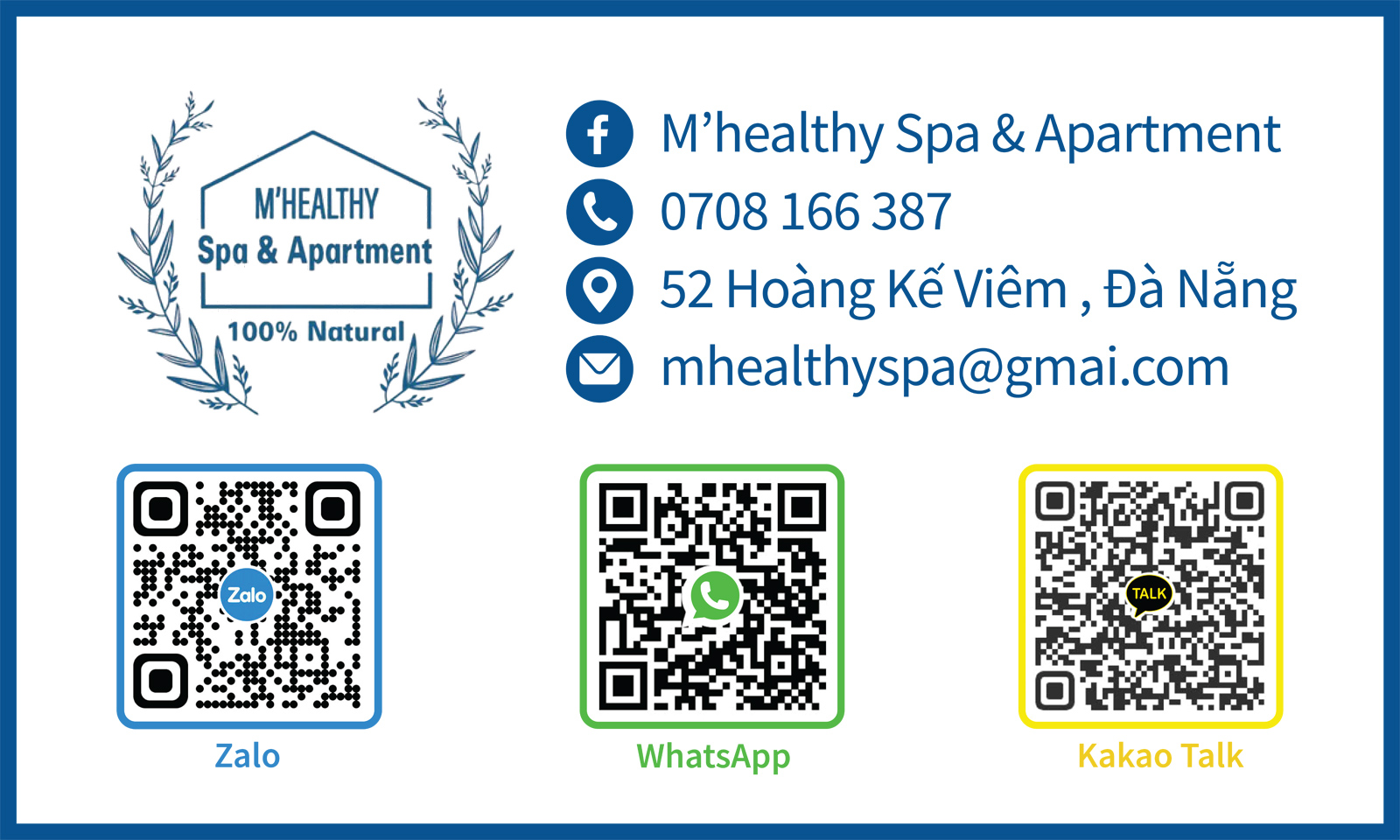 Namecard Mhealthy Spa - massage tại Đà Nẵng, best spa tại Đà Nẵng 