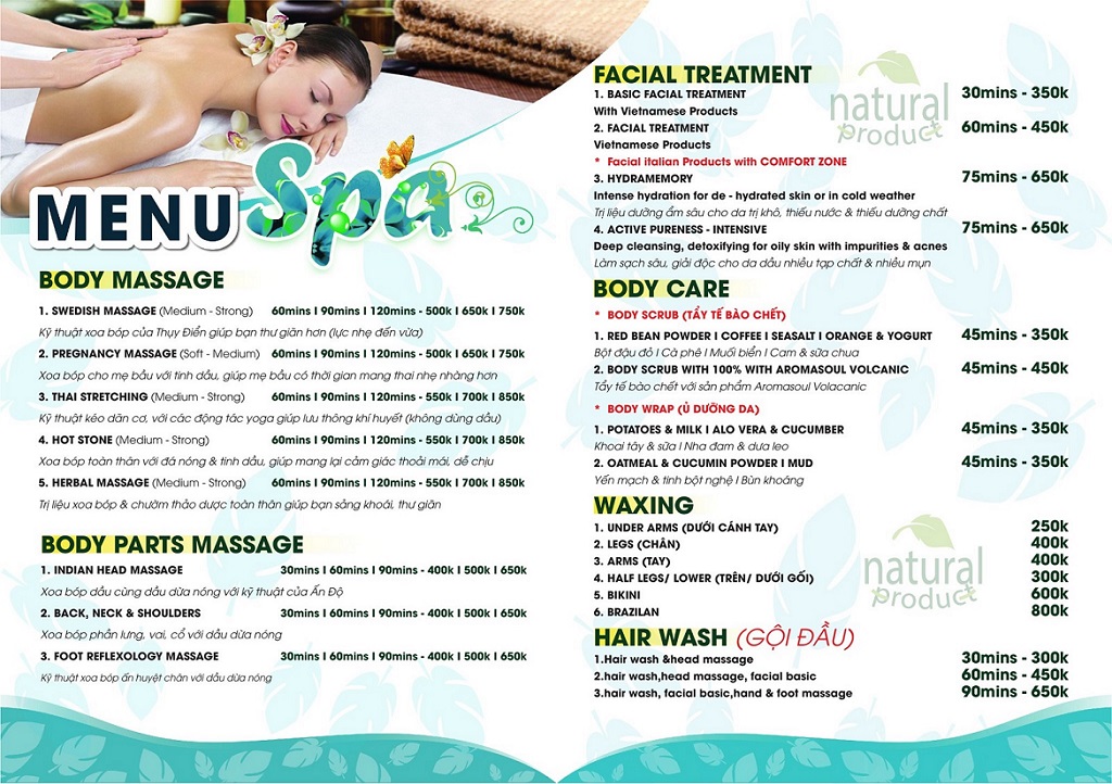bảng giá massage tại Đà Nẵng, best spa tại Đà Nẵng 