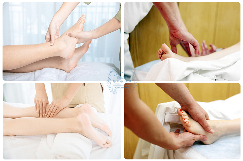 massage chân bằng đá nóng
